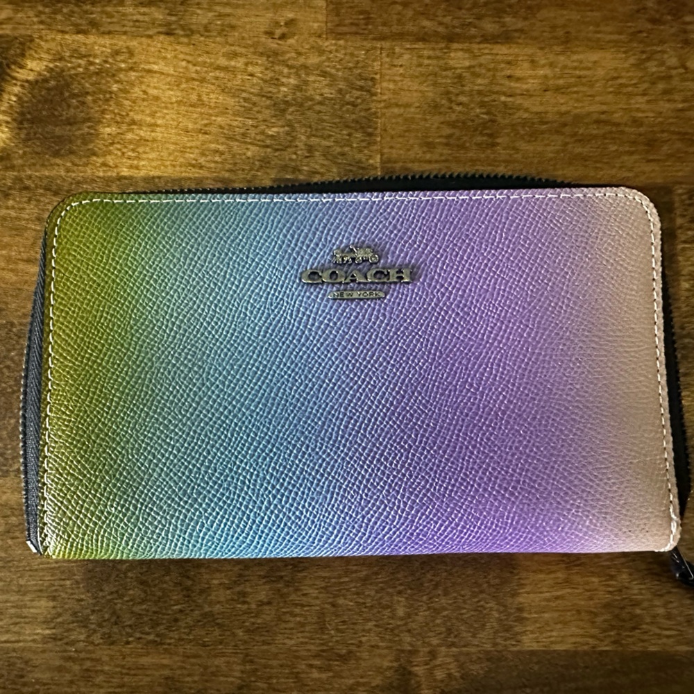 Rainbow ombré coach wallet